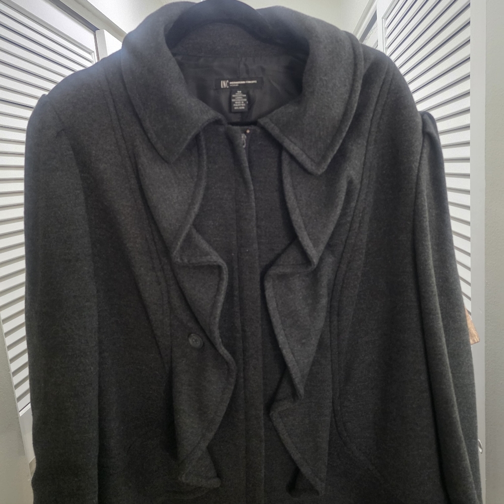 Dark Gray Ruffled Coat
